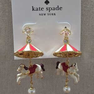 Kate Spade Winter Wonderland Horse Carousel Statement Earrings